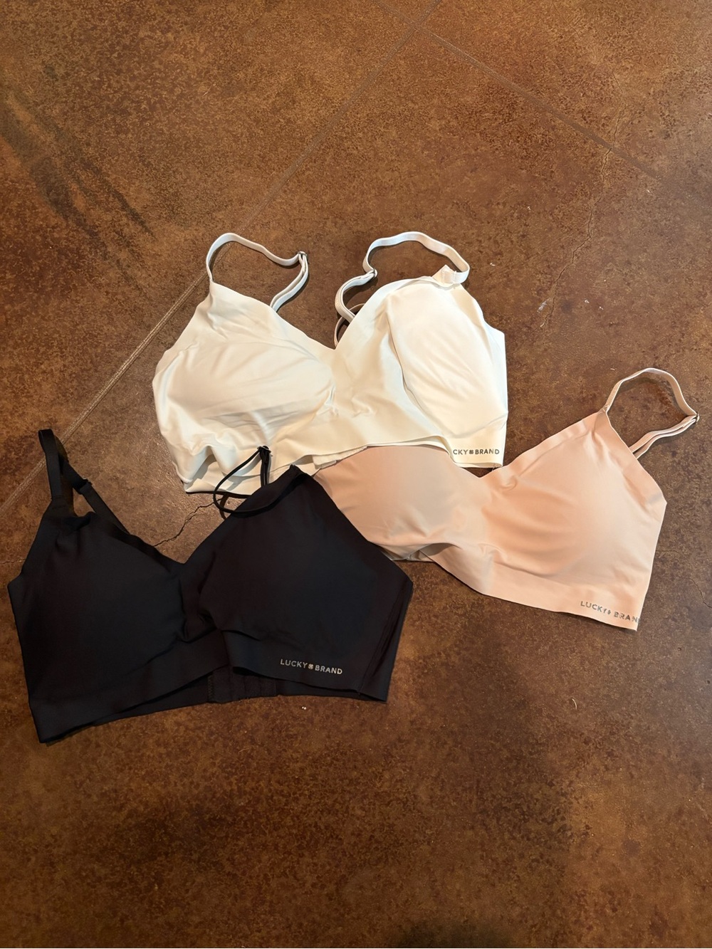 Lucky Brand Wireless Seamless Bralettes M - Black, Cream, Blush